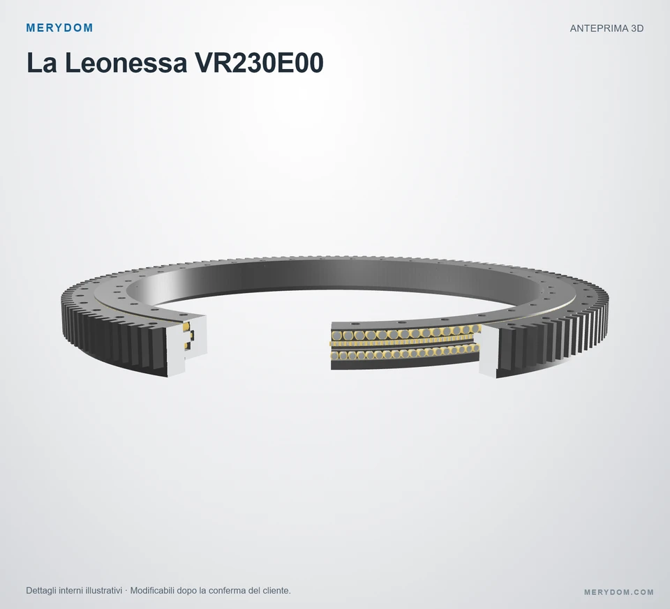 Anteprima del modello 3D del cuscinetto di rotazione sostitutivo MERYDOM per La Leonessa VR230E00.