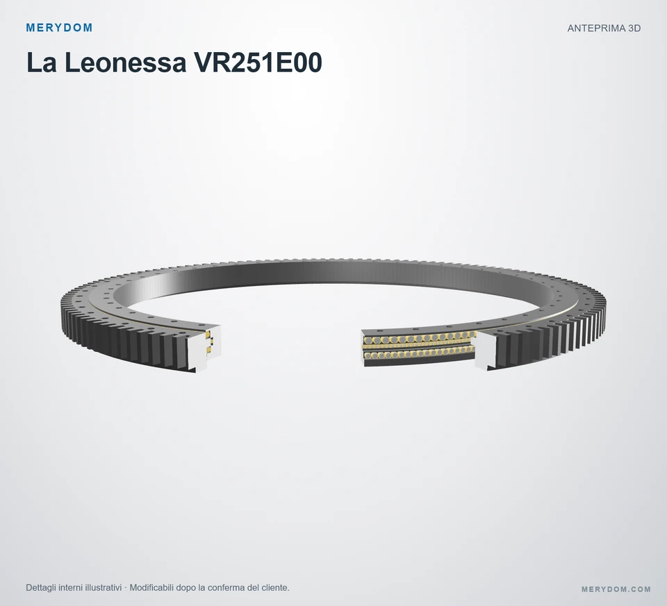 Anteprima del modello 3D del cuscinetto di rotazione sostitutivo MERYDOM per La Leonessa VR251E00.