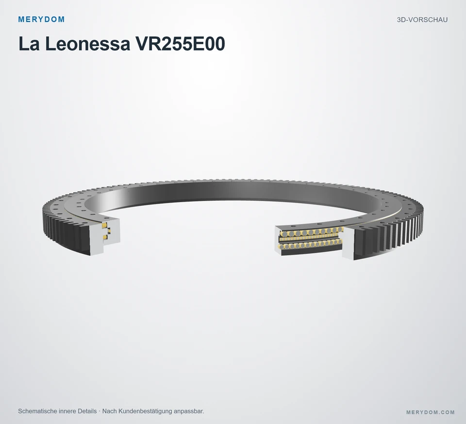 Vorschau des 3D-Modells des MERYDOM-Ersatzdrehkranzes für La Leonessa VR255E00.