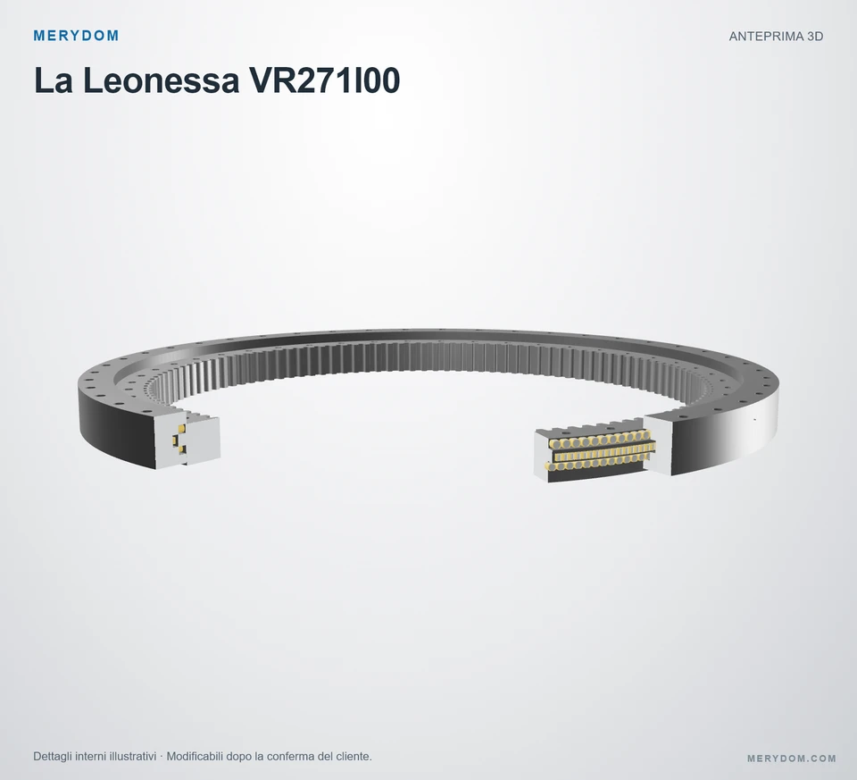 Anteprima del modello 3D del cuscinetto di rotazione sostitutivo MERYDOM per La Leonessa VR271I00.