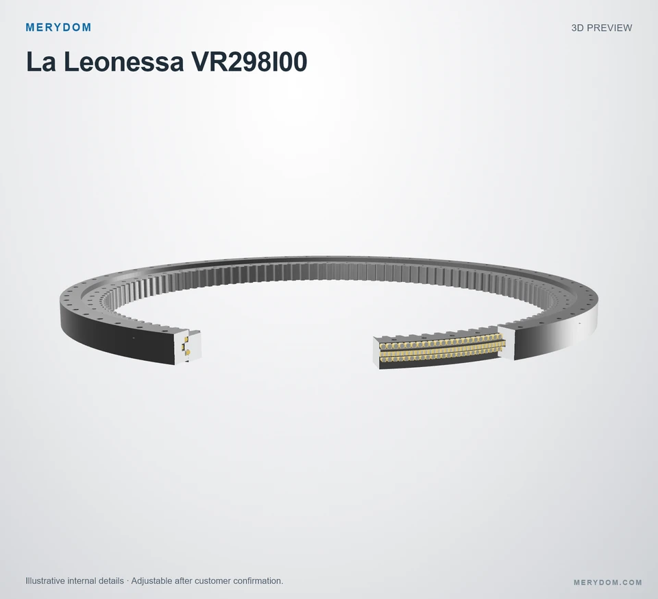 3D model preview of the MERYDOM replacement slewing bearing for La Leonessa VR298I00.