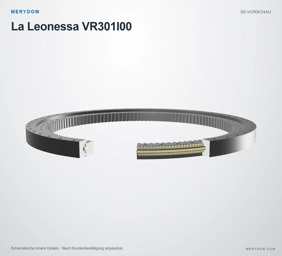 Vorschau des 3D-Modells des MERYDOM-Ersatzdrehkranzes für La Leonessa VR301I00.