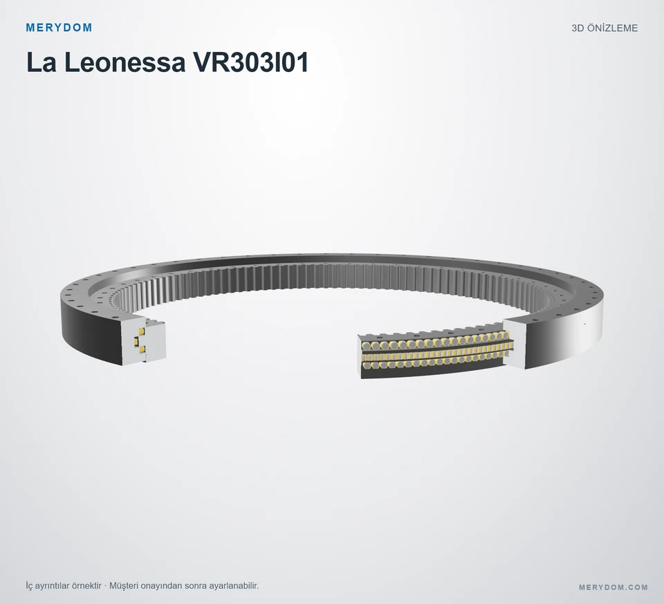 La Leonessa VR303I01 için MERYDOM muadil döner tabla rulmanının 3D model önizlemesi.