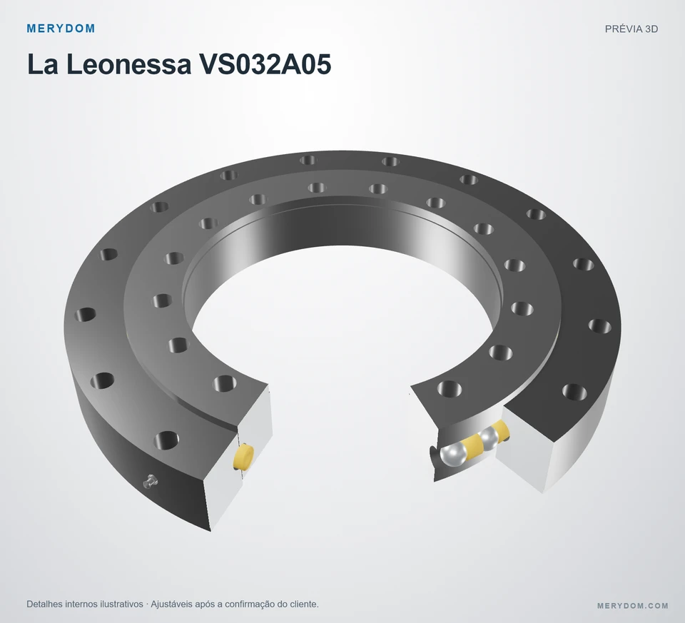 Prévia do modelo 3D do rolamento de giro de substituição MERYDOM para La Leonessa VS032A05.