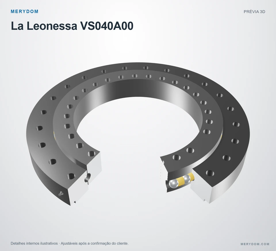 Prévia do modelo 3D do rolamento de giro de substituição MERYDOM para La Leonessa VS040A00.