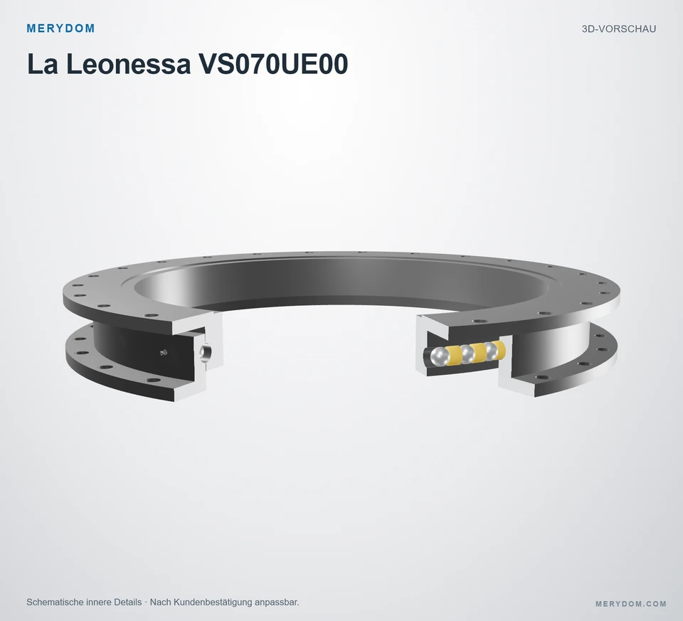 Vorschau des 3D-Modells des MERYDOM-Ersatzdrehkranzes für La Leonessa VS070UE00.