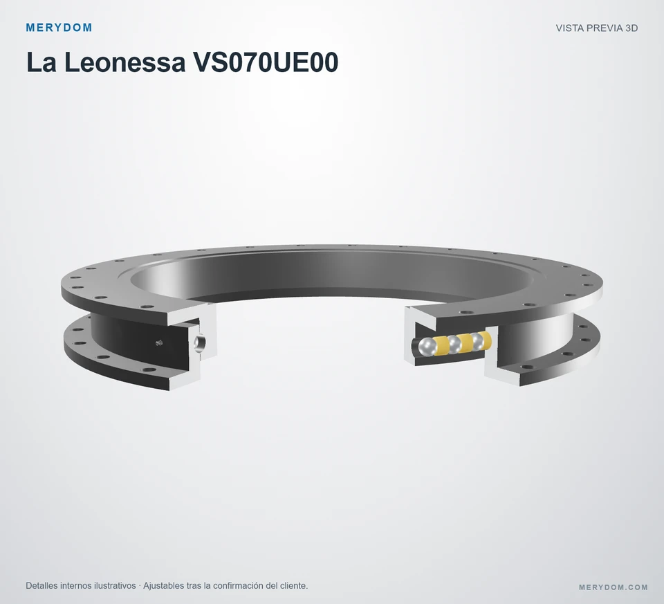 Vista previa del modelo 3D de la corona de giro de sustitución MERYDOM para La Leonessa VS070UE00.