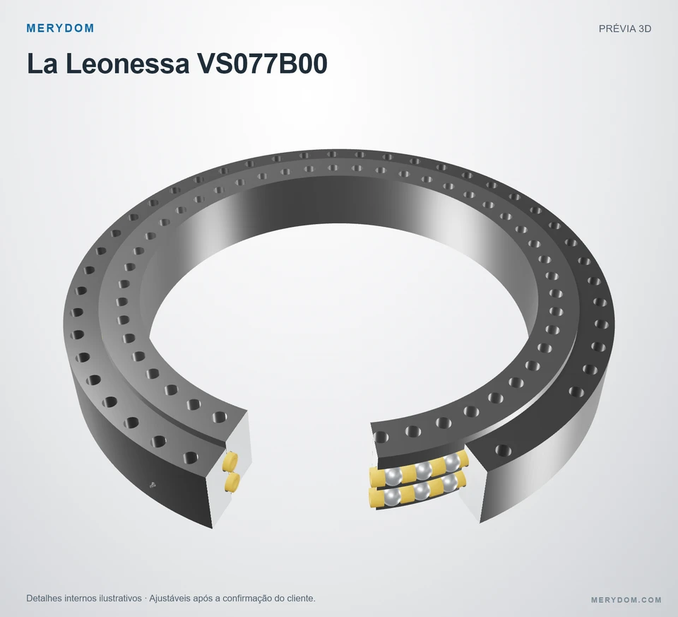 Prévia do modelo 3D do rolamento de giro de substituição MERYDOM para La Leonessa VS077B00.