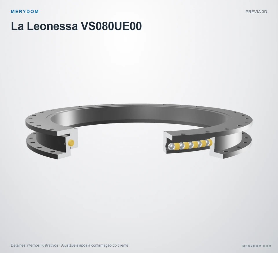 Prévia do modelo 3D do rolamento de giro de substituição MERYDOM para La Leonessa VS080UE00.