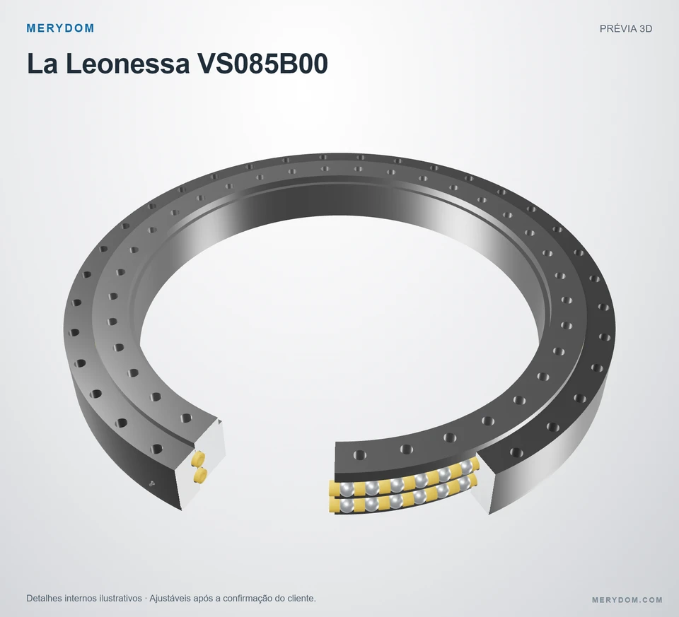 Prévia do modelo 3D do rolamento de giro de substituição MERYDOM para La Leonessa VS085B00.