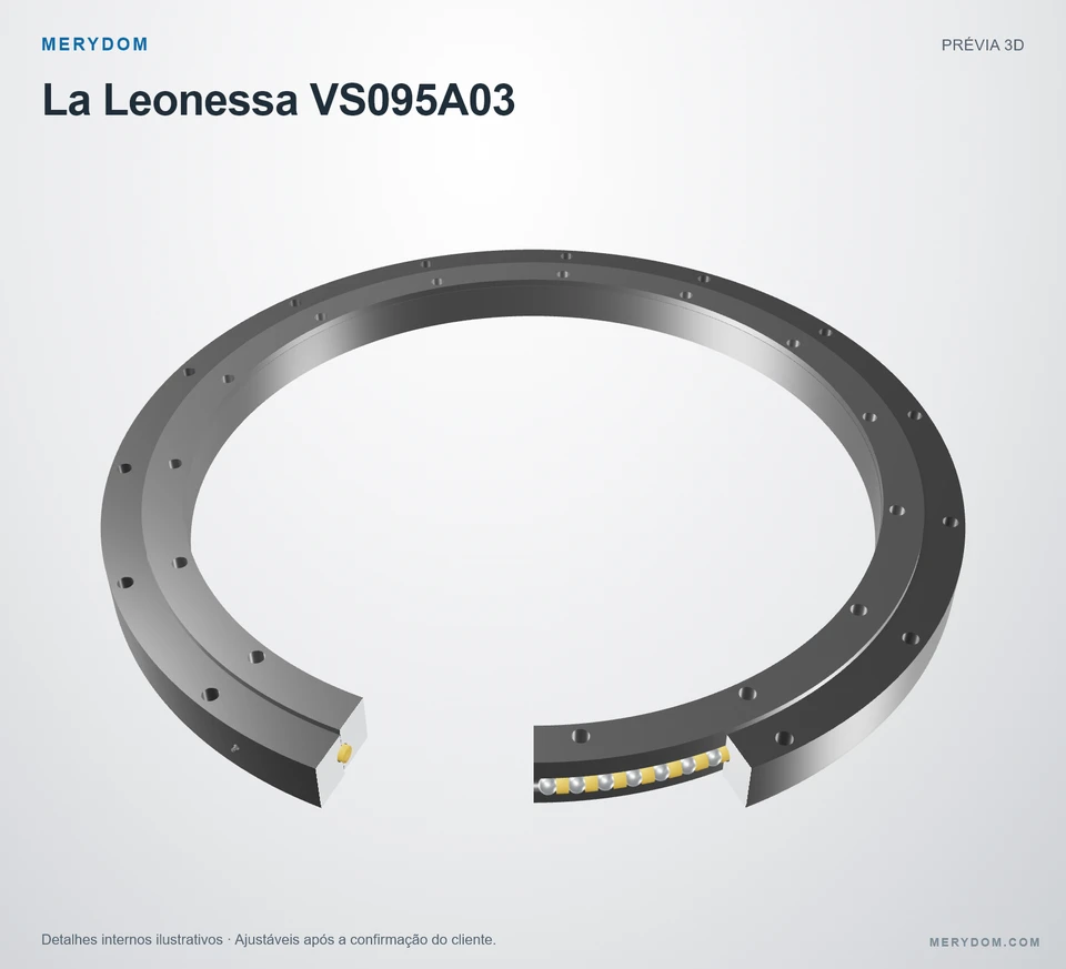 Prévia do modelo 3D do rolamento de giro de substituição MERYDOM para La Leonessa VS095A03.