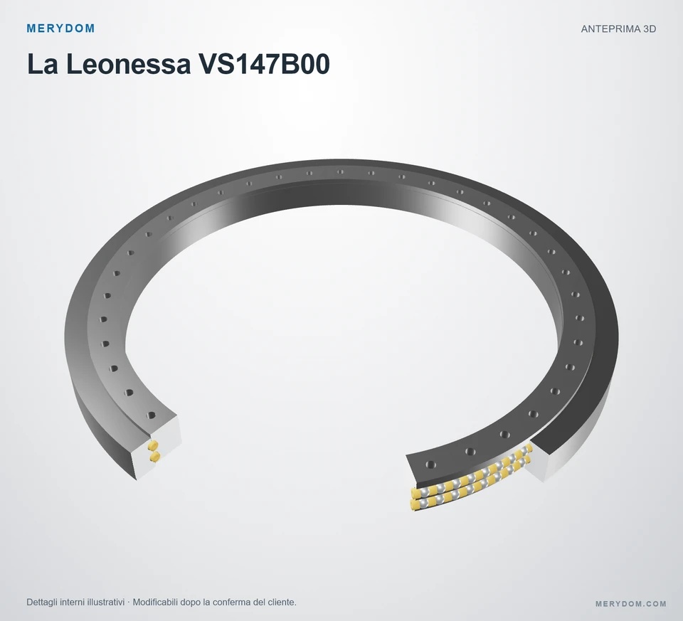 Anteprima del modello 3D del cuscinetto di rotazione sostitutivo MERYDOM per La Leonessa VS147B00.