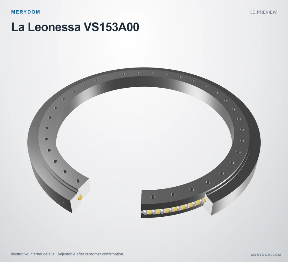 3D model preview of the MERYDOM replacement slewing bearing for La Leonessa VS153A00.