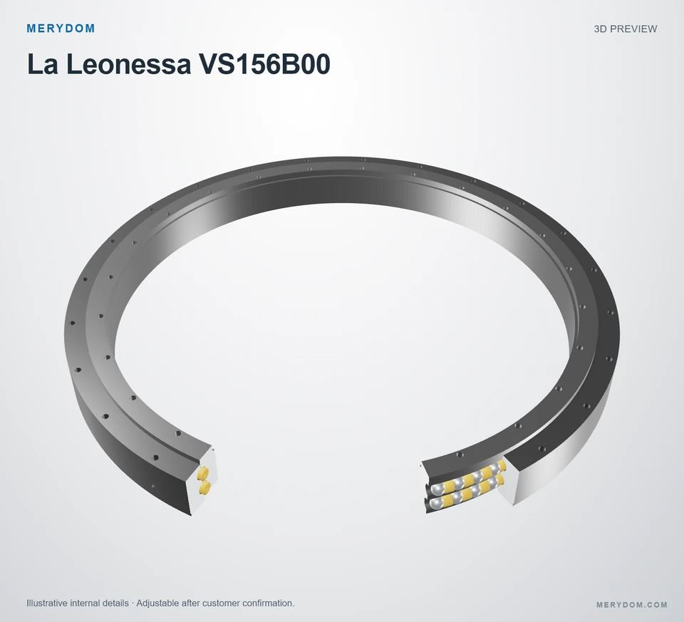 3D model preview of the MERYDOM replacement slewing bearing for La Leonessa VS156B00.