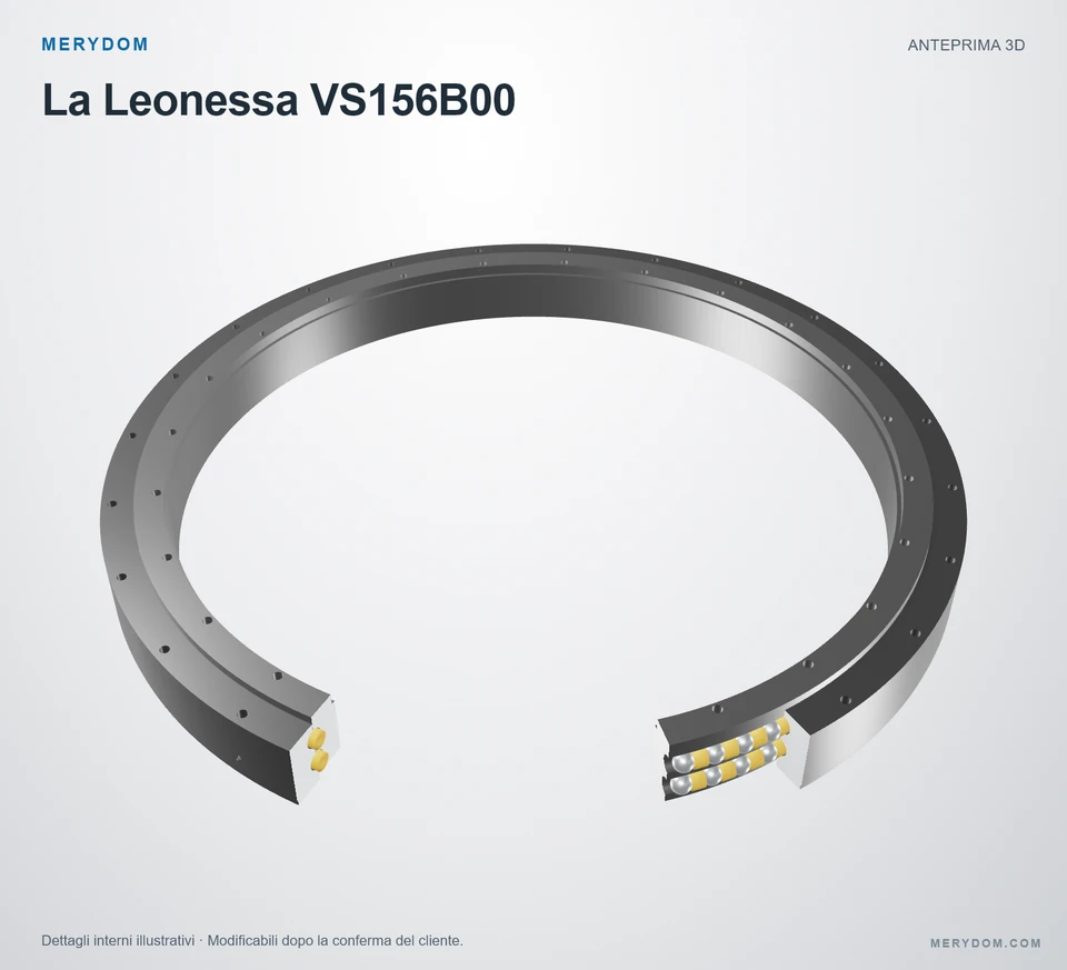 Anteprima del modello 3D del cuscinetto di rotazione sostitutivo MERYDOM per La Leonessa VS156B00.