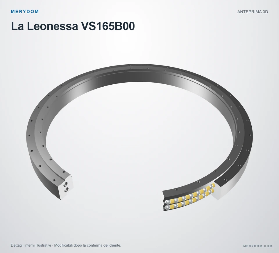 Anteprima del modello 3D del cuscinetto di rotazione sostitutivo MERYDOM per La Leonessa VS165B00.
