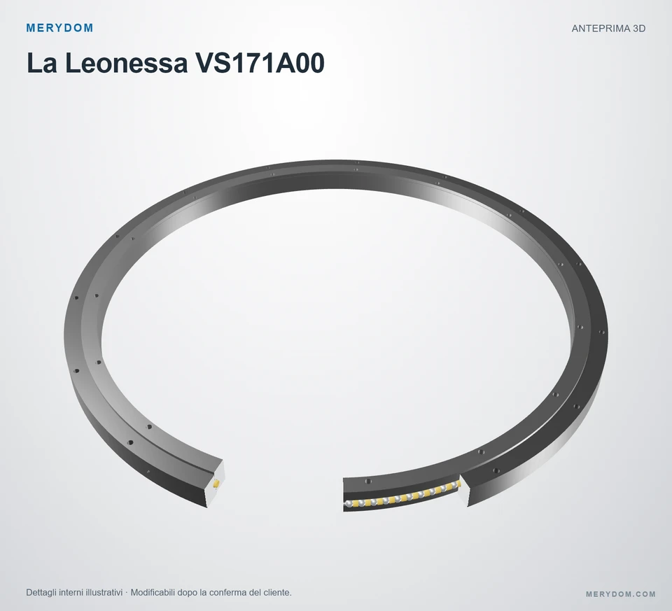 Anteprima del modello 3D del cuscinetto di rotazione sostitutivo MERYDOM per La Leonessa VS171A00.