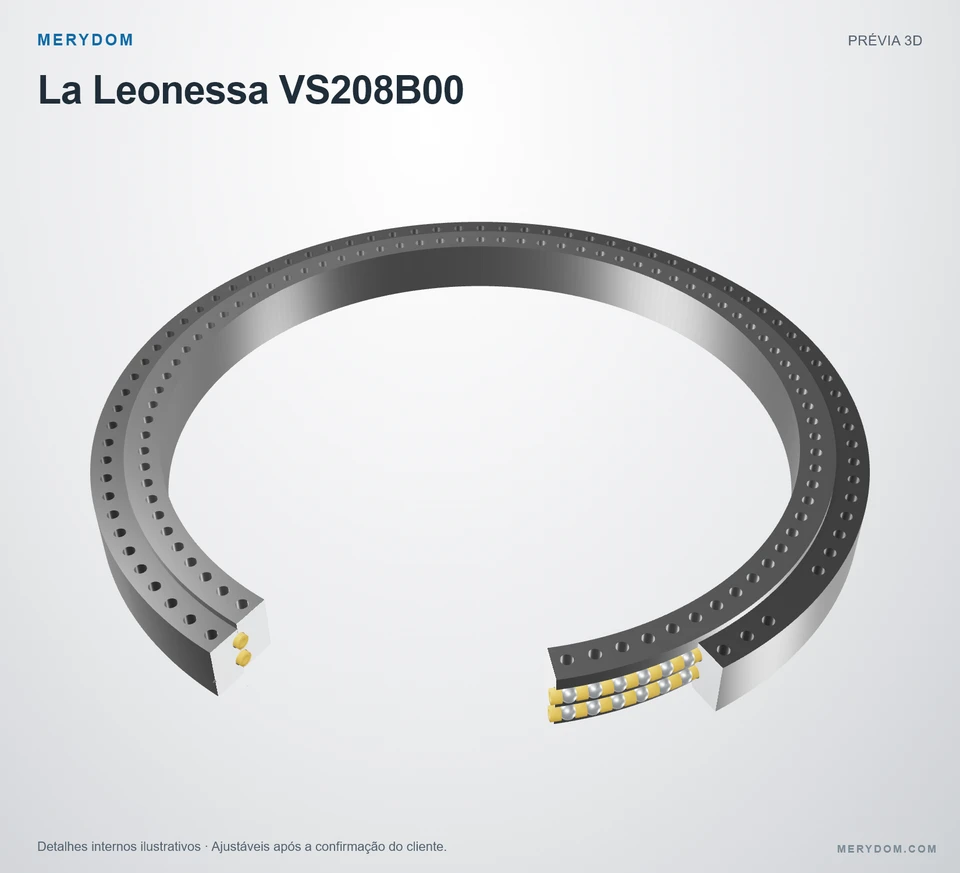Prévia do modelo 3D do rolamento de giro de substituição MERYDOM para La Leonessa VS208B00.