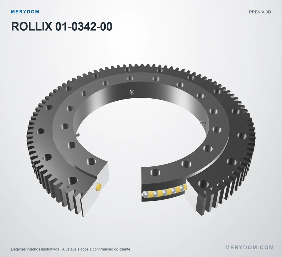 Prévia do modelo 3D do rolamento de giro de substituição MERYDOM para ROLLIX 01-0342-00.