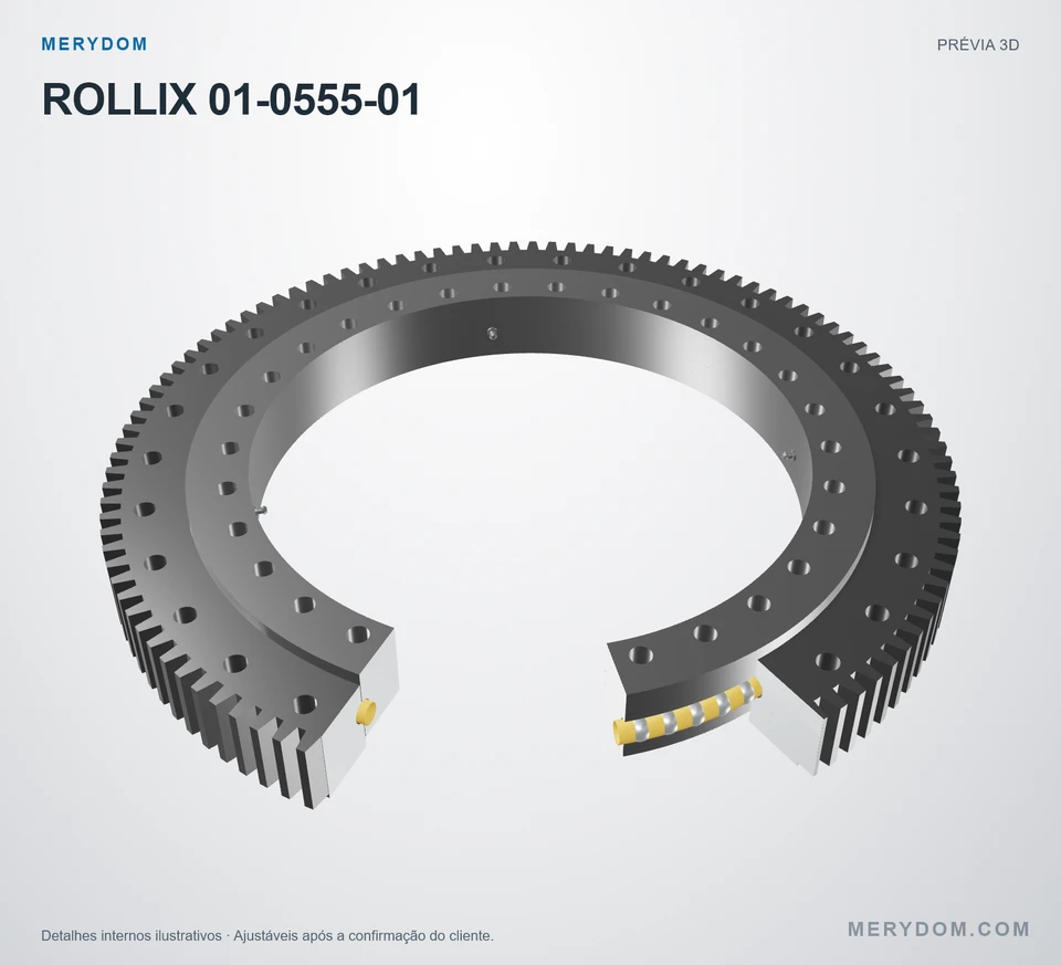 Prévia do modelo 3D do rolamento de giro de substituição MERYDOM para ROLLIX 01-0555-01.