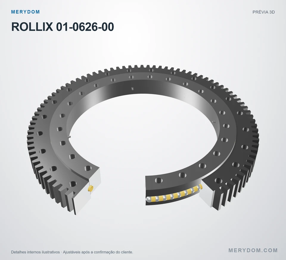 Prévia do modelo 3D do rolamento de giro de substituição MERYDOM para ROLLIX 01-0626-00.