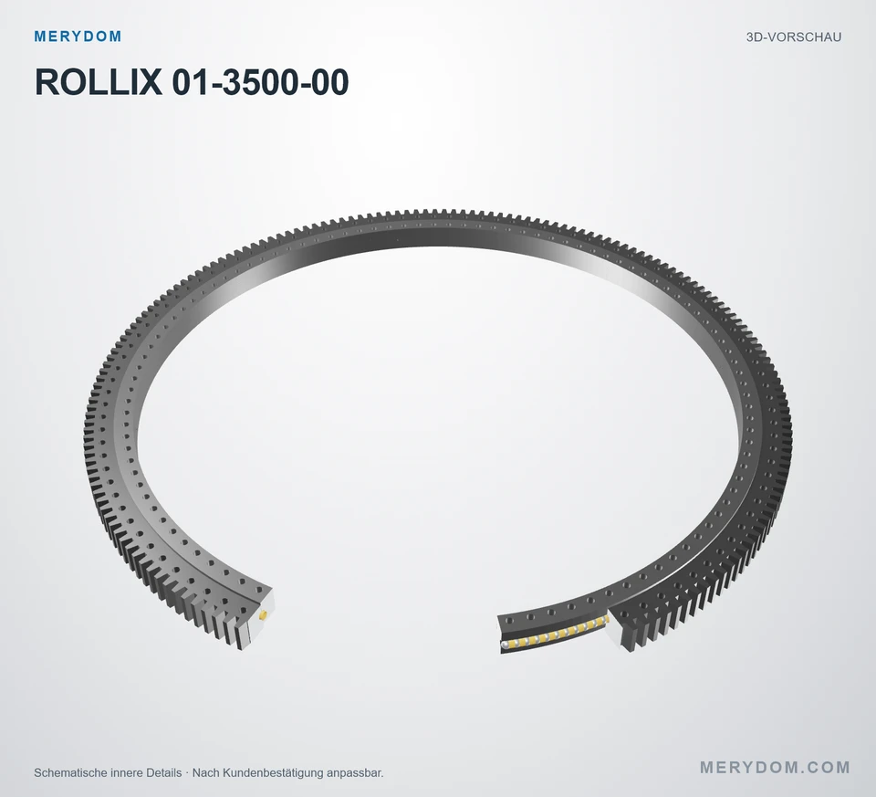 Vorschau des 3D-Modells des MERYDOM-Ersatzdrehkranzes für ROLLIX 01-3500-00.