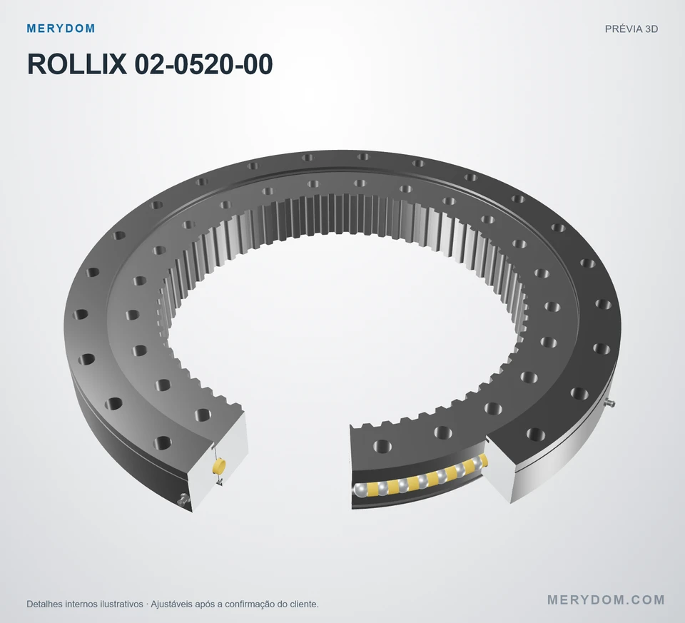 Prévia do modelo 3D do rolamento de giro de substituição MERYDOM para ROLLIX 02-0520-00.