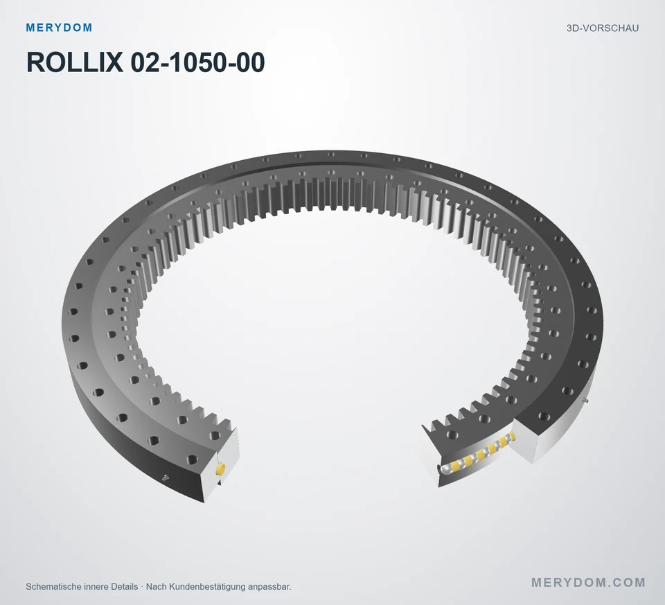 Vorschau des 3D-Modells des MERYDOM-Ersatzdrehkranzes für ROLLIX 02-1050-00.