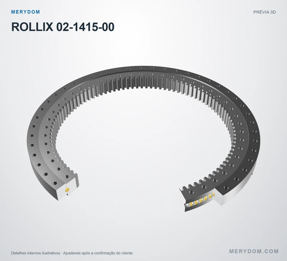 Prévia do modelo 3D do rolamento de giro de substituição MERYDOM para ROLLIX 02-1415-00.