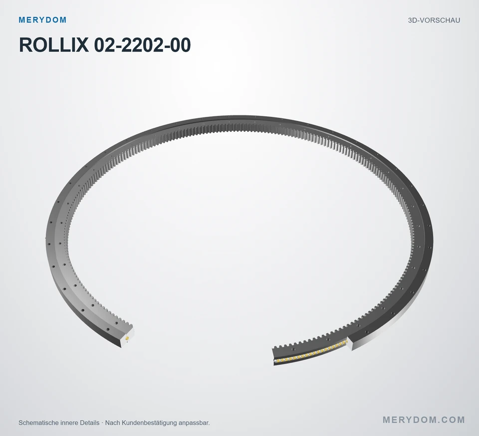 Vorschau des 3D-Modells des MERYDOM-Ersatzdrehkranzes für ROLLIX 02-2202-00.
