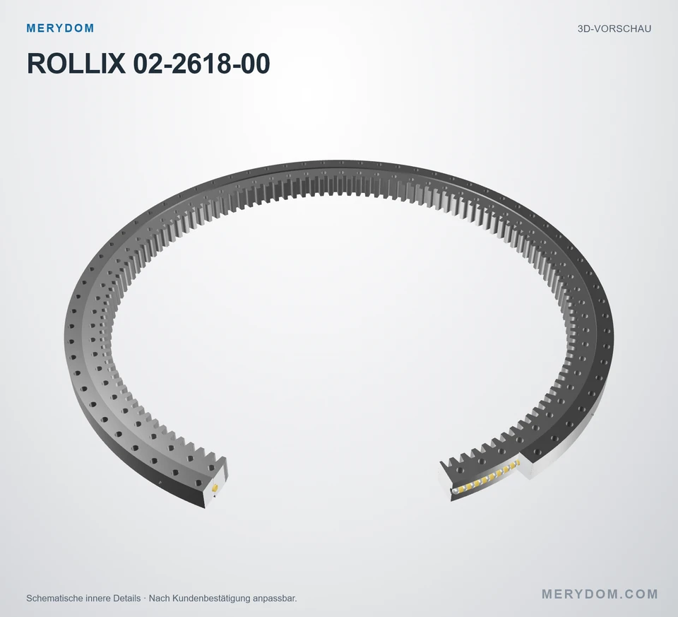 Vorschau des 3D-Modells des MERYDOM-Ersatzdrehkranzes für ROLLIX 02-2618-00.