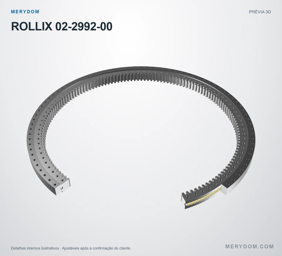 Prévia do modelo 3D do rolamento de giro de substituição MERYDOM para ROLLIX 02-2992-00.