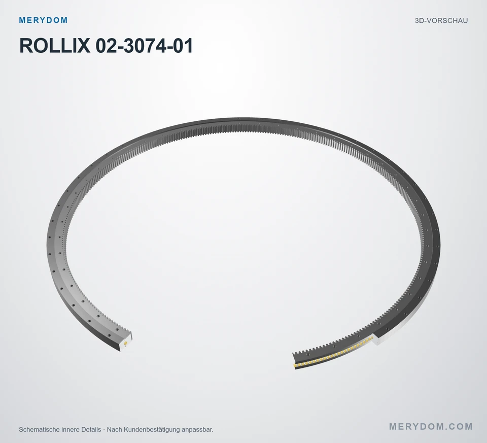 Vorschau des 3D-Modells des MERYDOM-Ersatzdrehkranzes für ROLLIX 02-3074-01.