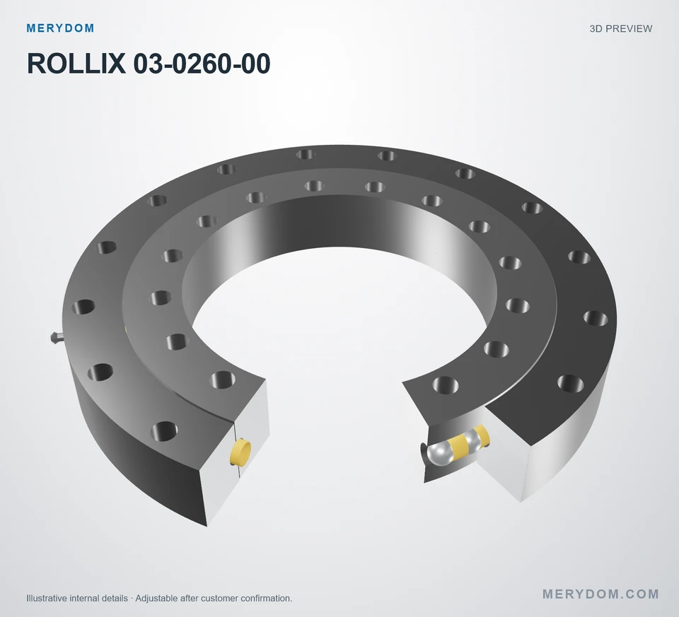 3D model preview of the MERYDOM replacement slewing bearing for ROLLIX 03-0260-00.