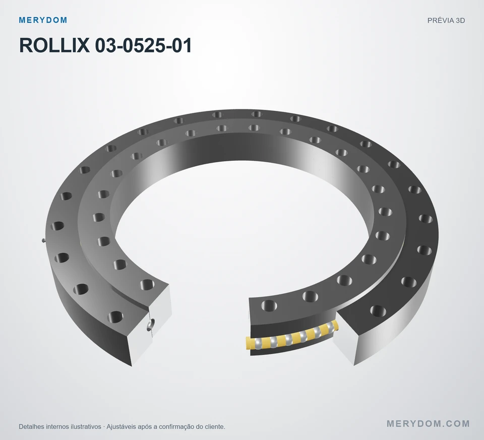 Prévia do modelo 3D do rolamento de giro de substituição MERYDOM para ROLLIX 03-0525-01.