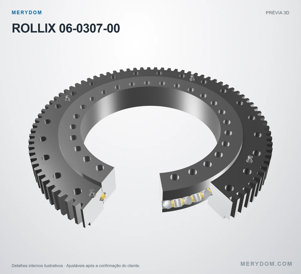 Prévia do modelo 3D do rolamento de giro de substituição MERYDOM para ROLLIX 06-0307-00.