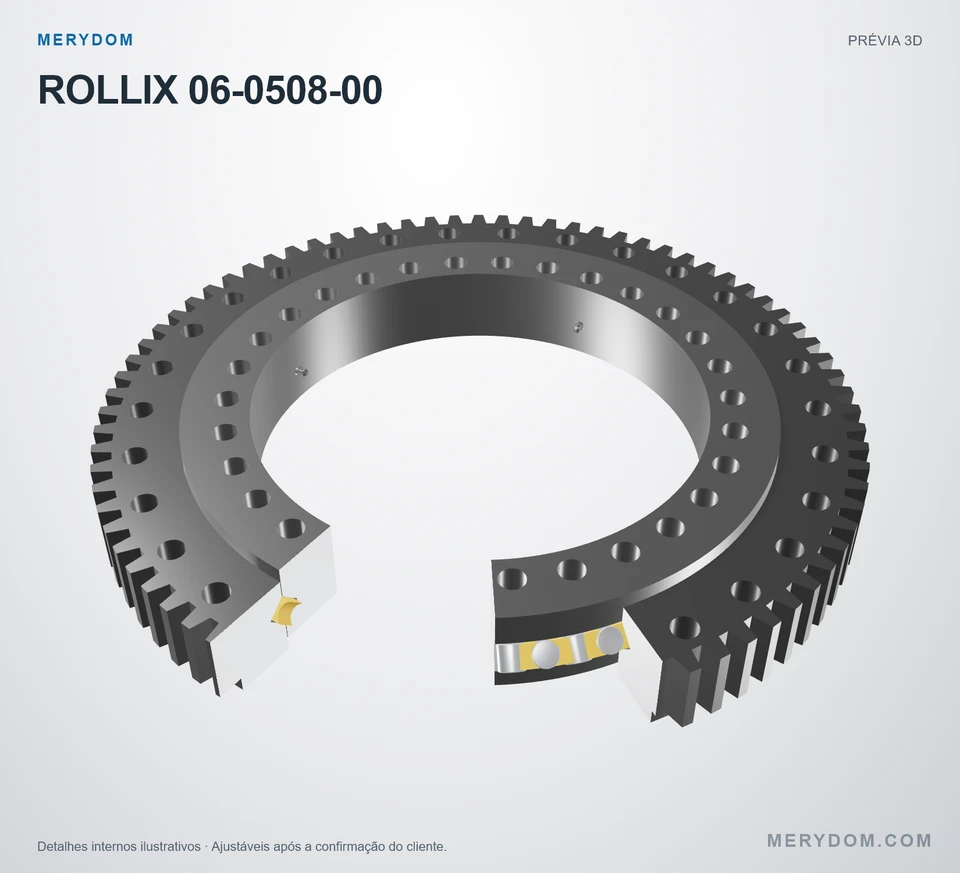 Prévia do modelo 3D do rolamento de giro de substituição MERYDOM para ROLLIX 06-0508-00.