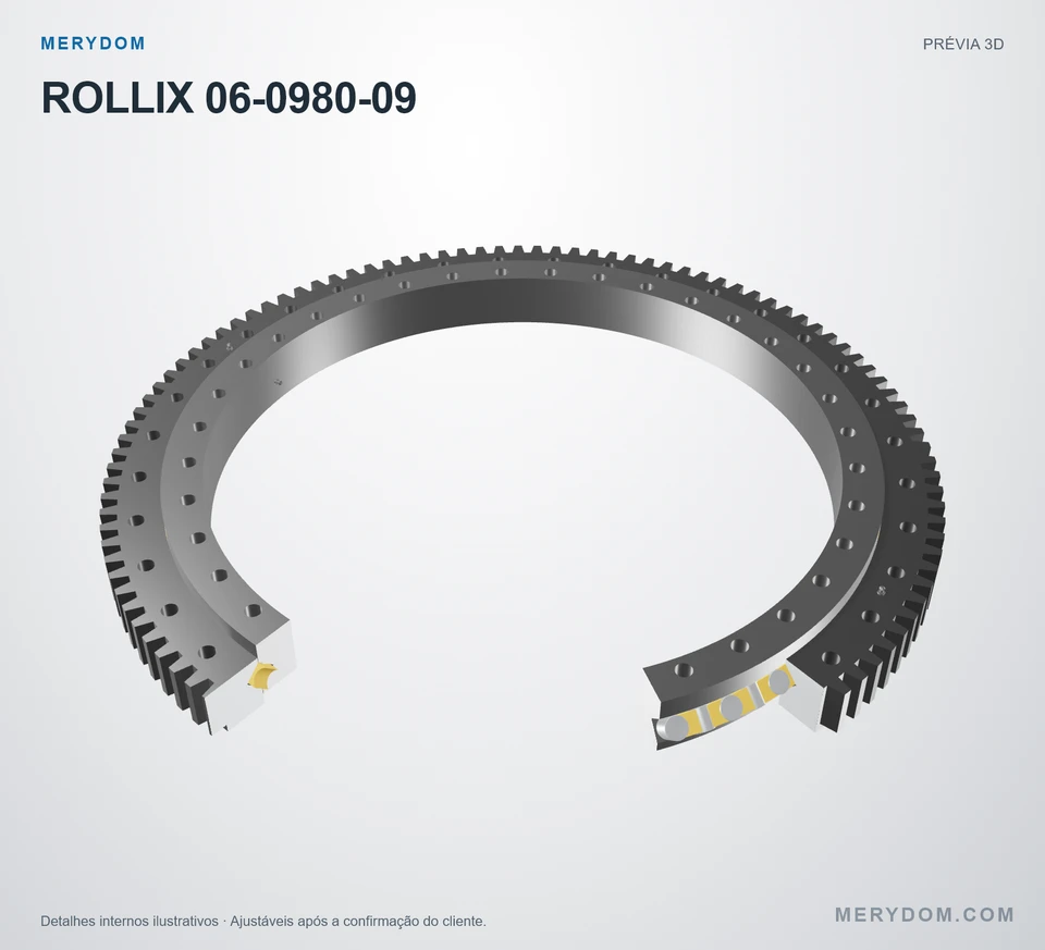 Prévia do modelo 3D do rolamento de giro de substituição MERYDOM para ROLLIX 06-0980-09.