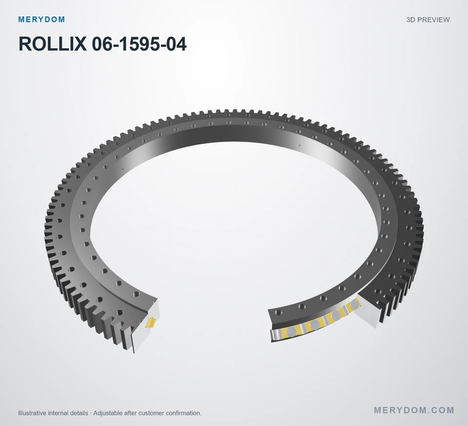 3D model preview of the MERYDOM replacement slewing bearing for ROLLIX 06-1595-04.