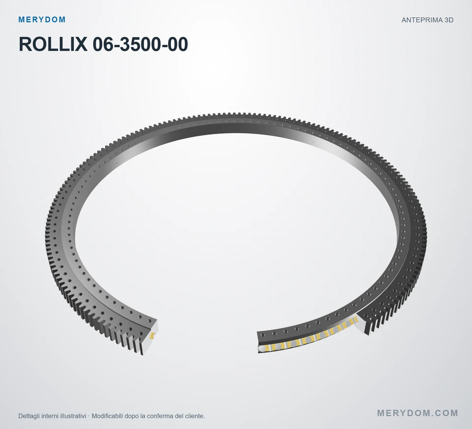Anteprima del modello 3D del cuscinetto di rotazione sostitutivo MERYDOM per ROLLIX 06-3500-00.