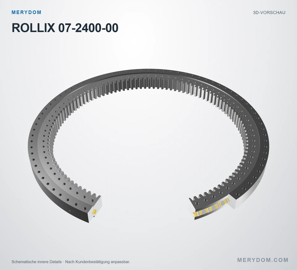 Vorschau des 3D-Modells des MERYDOM-Ersatzdrehkranzes für ROLLIX 07-2400-00.