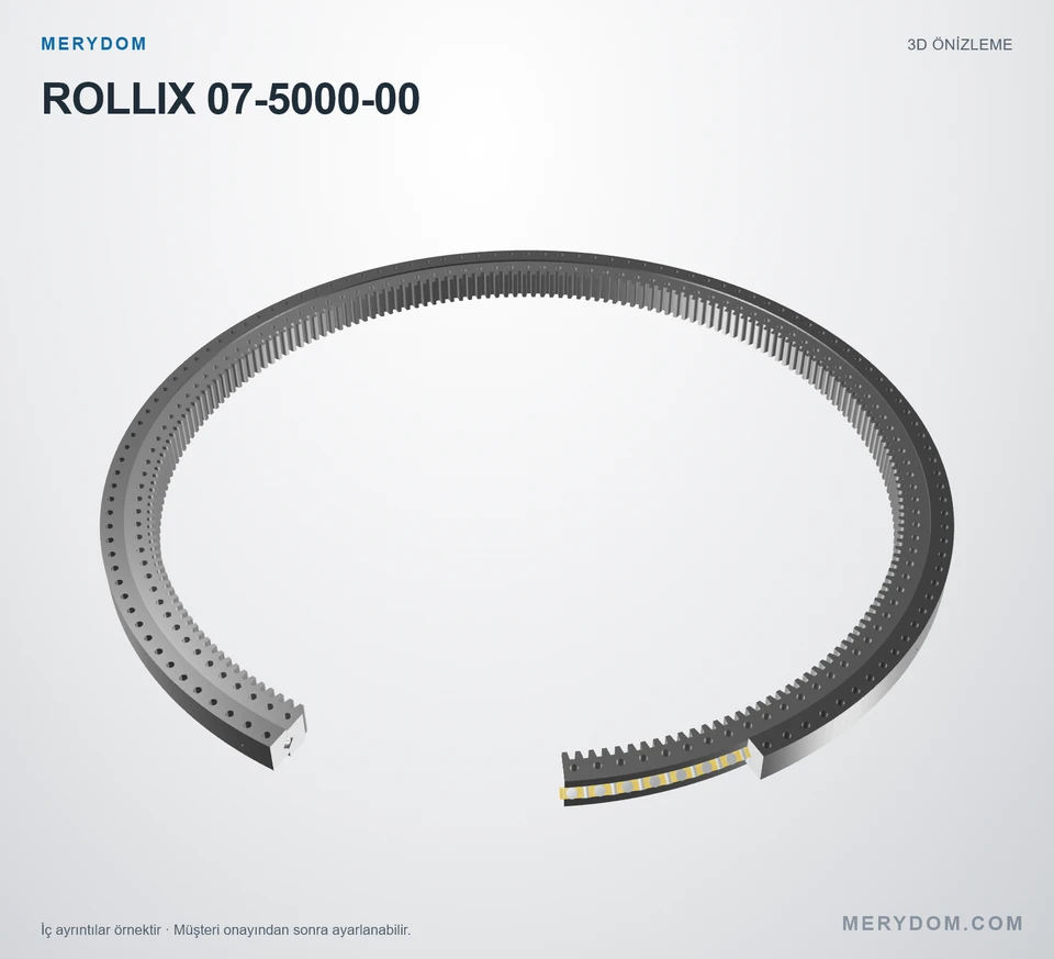 ROLLIX 07-5000-00 için MERYDOM muadil döner tabla rulmanının 3D model önizlemesi.
