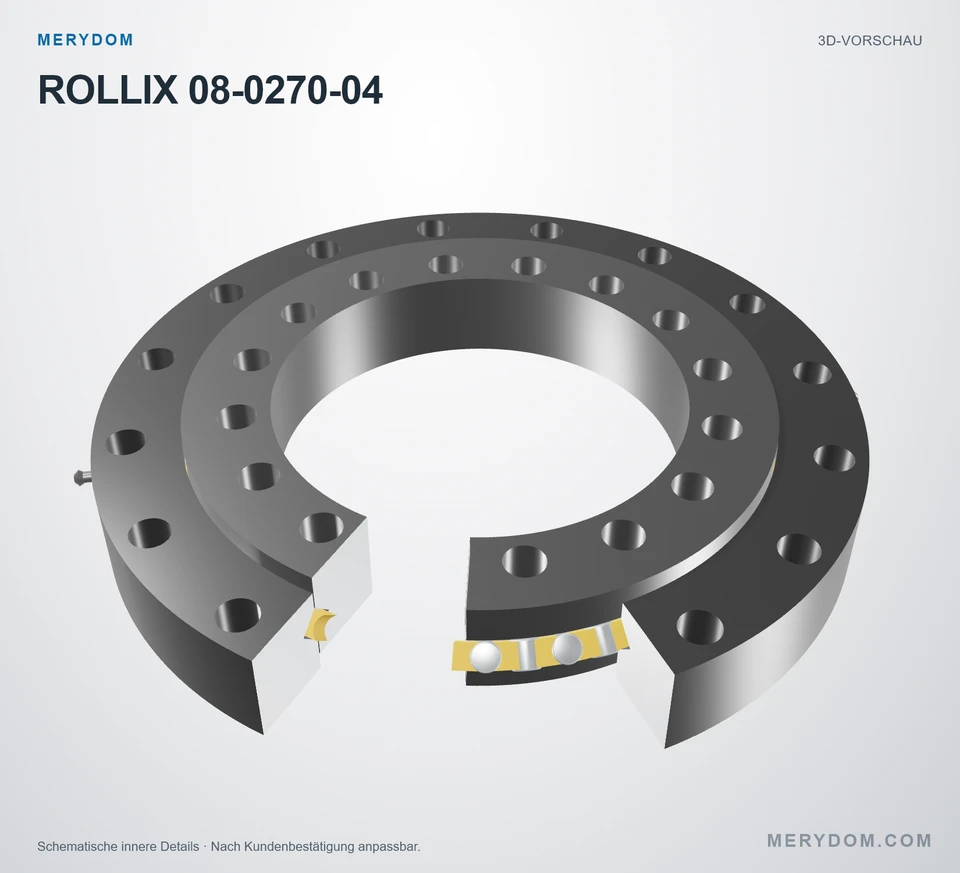 Vorschau des 3D-Modells des MERYDOM-Ersatzdrehkranzes für ROLLIX 08-0270-04.
