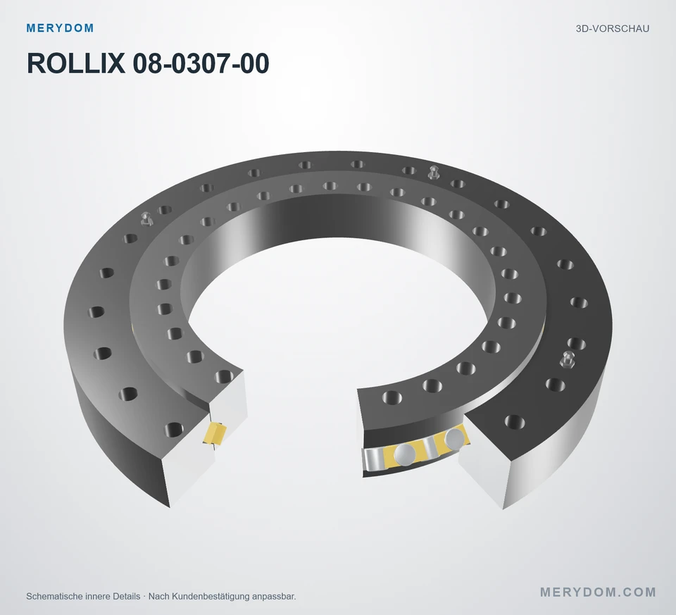 Vorschau des 3D-Modells des MERYDOM-Ersatzdrehkranzes für ROLLIX 08-0307-00.