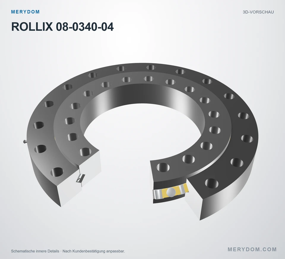 Vorschau des 3D-Modells des MERYDOM-Ersatzdrehkranzes für ROLLIX 08-0340-04.