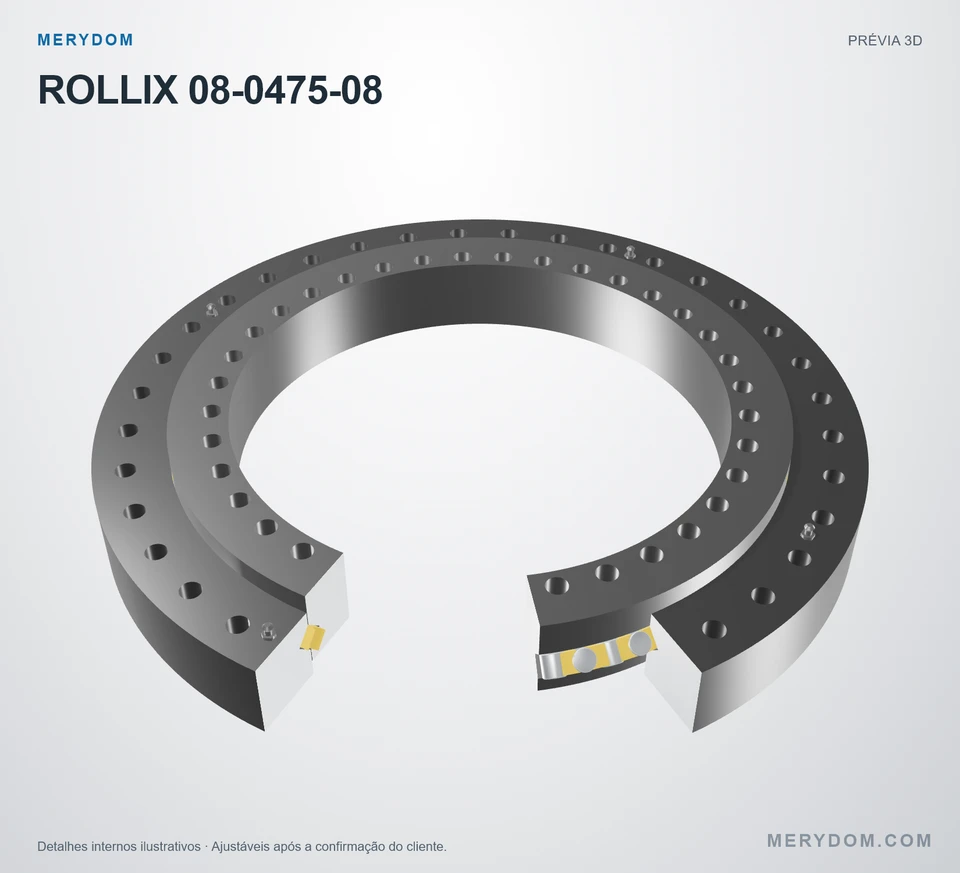 Prévia do modelo 3D do rolamento de giro de substituição MERYDOM para ROLLIX 08-0475-08.