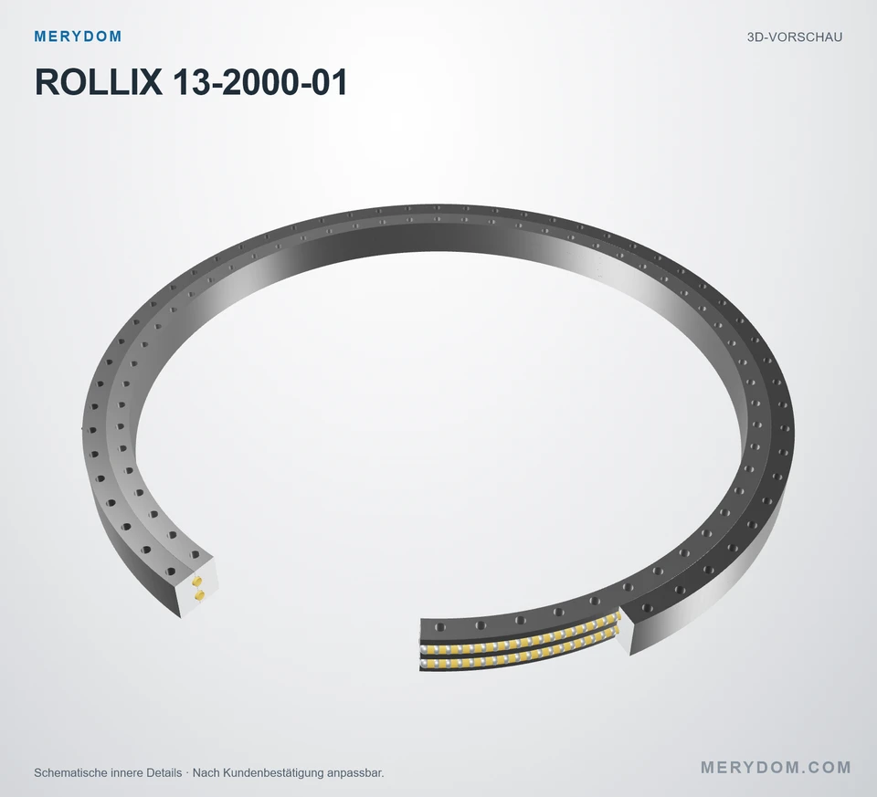 Vorschau des 3D-Modells des MERYDOM-Ersatzdrehkranzes für ROLLIX 13-2000-01.