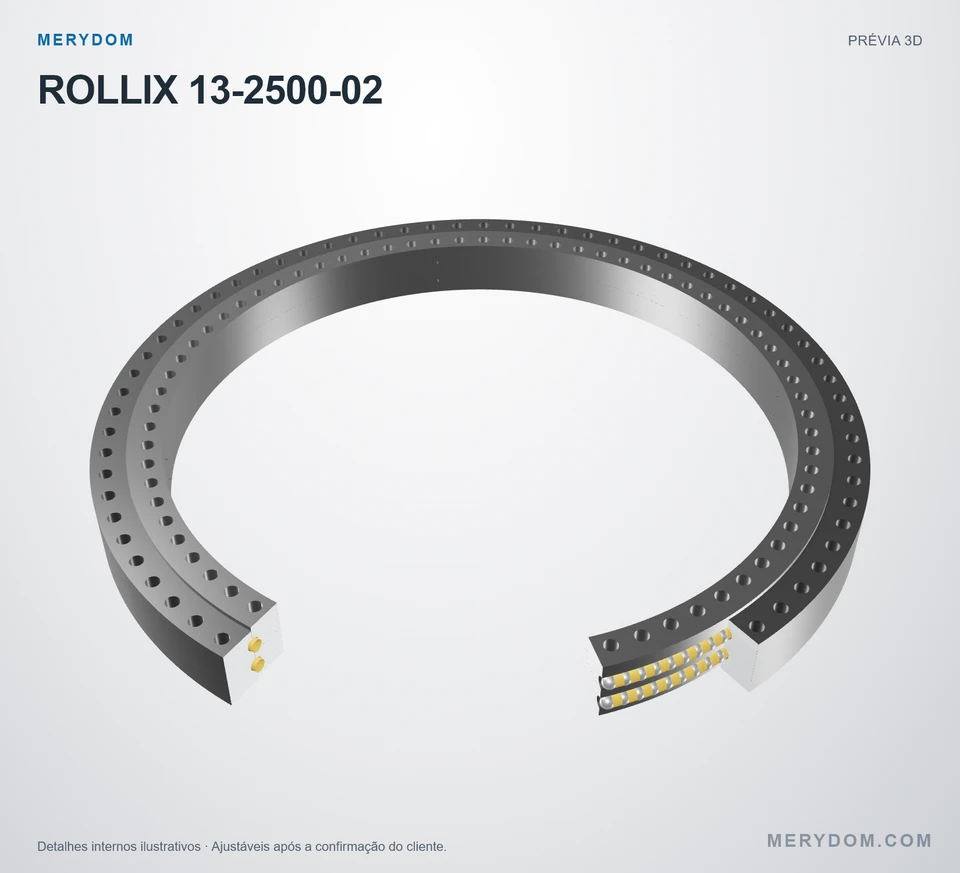 Prévia do modelo 3D do rolamento de giro de substituição MERYDOM para ROLLIX 13-2500-02.