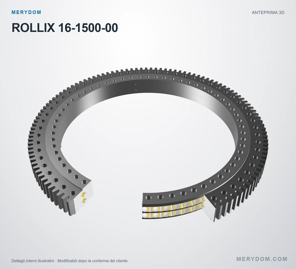 Anteprima del modello 3D del cuscinetto di rotazione sostitutivo MERYDOM per ROLLIX 16-1500-00.