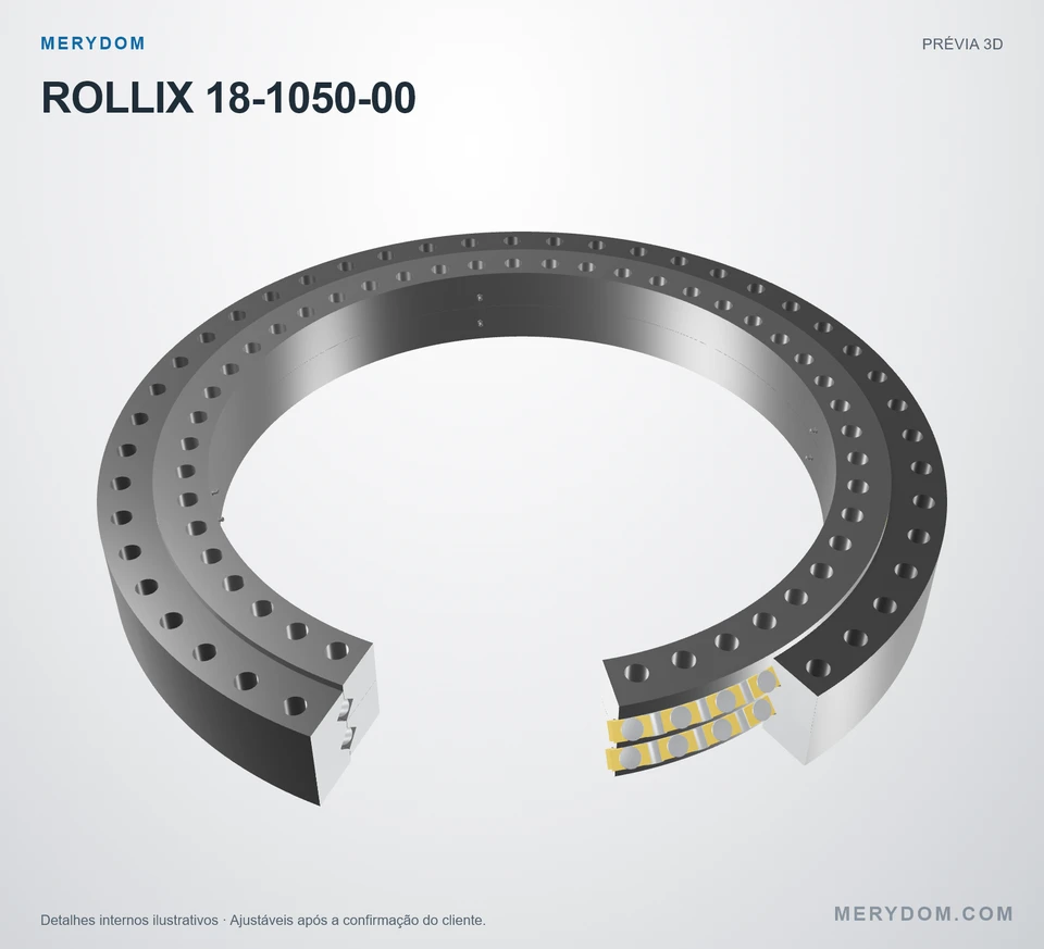 Prévia do modelo 3D do rolamento de giro de substituição MERYDOM para ROLLIX 18-1050-00.